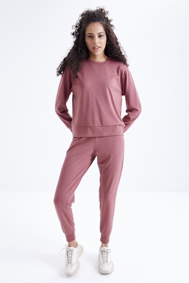 Tommy Life Gül Kurusu Oversize Basic O Yaka Kadın Eşofman Takımı - 95308. 3 Tommy Life Gül Kurusu Oversize Basic O Yaka Kadın Eşofman Takımı - 95308. 3