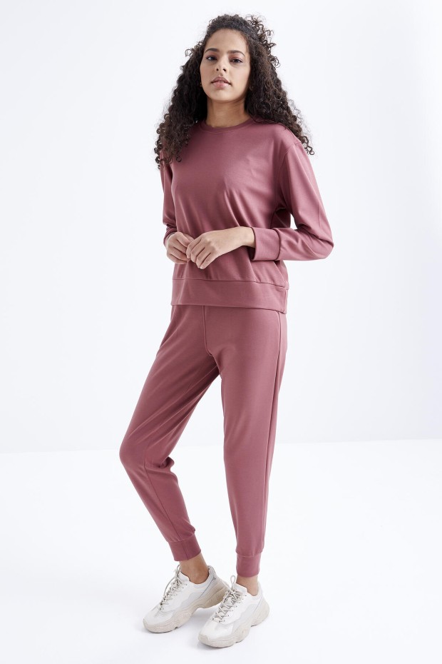 Tommy Life Gül Kurusu Oversize Basic O Yaka Kadın Eşofman Takımı - 95308. 5 Tommy Life Gül Kurusu Oversize Basic O Yaka Kadın Eşofman Takımı - 95308. 5