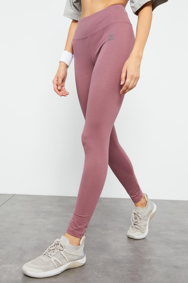 Gül Kurusu Yüksek Bel Toparlayıcı Slim Fit Dar Paça Kadın Tayt - 94011 - 2