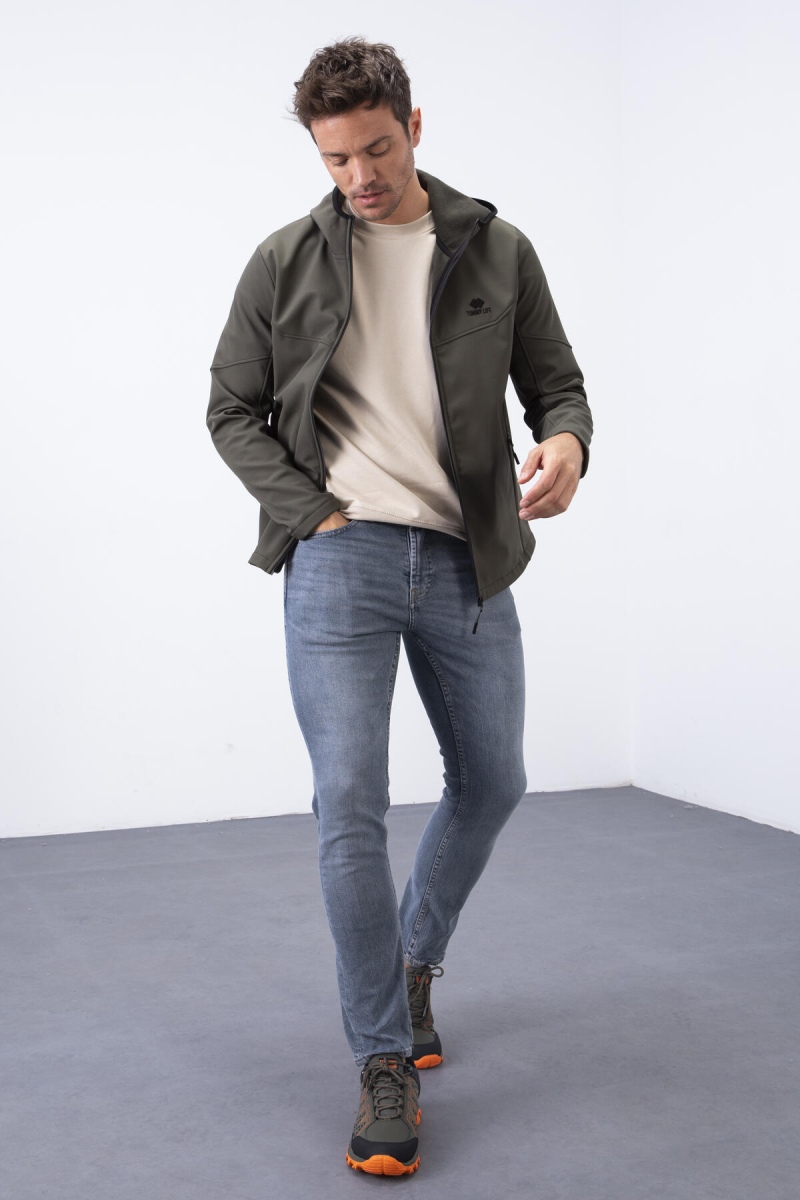 Tommy Life Haki Fermuarlı Kapüşonlu Su ve Rüzgar Geçirmez Softshell Erkek Mont - 88051. 7 Tommy Life Haki Fermuarlı Kapüşonlu Su ve Rüzgar Geçirmez Softshell Erkek Mont - 88051. 7