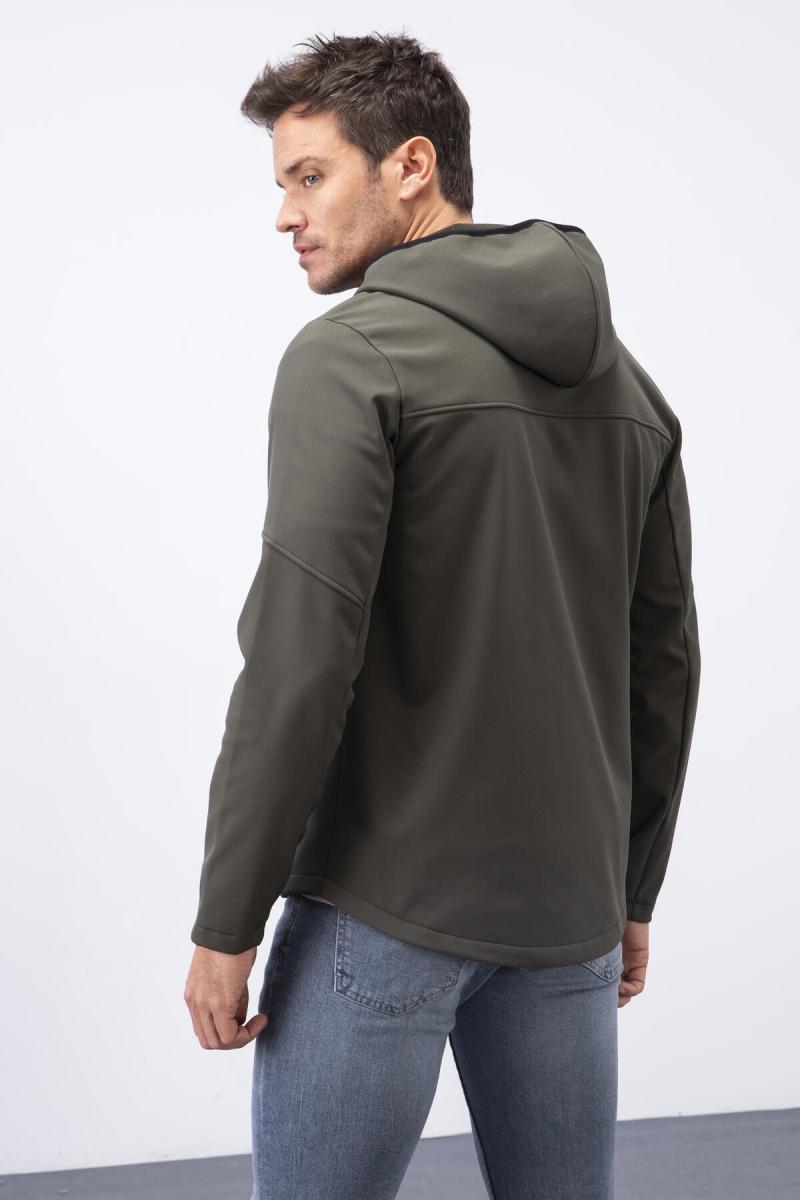 Tommy Life Haki Fermuarlı Kapüşonlu Su ve Rüzgar Geçirmez Softshell Erkek Mont - 88051. 5 Tommy Life Haki Fermuarlı Kapüşonlu Su ve Rüzgar Geçirmez Softshell Erkek Mont - 88051. 5