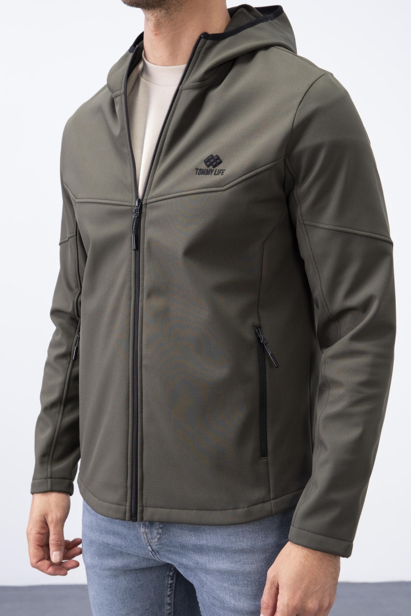 Tommy Life Haki Fermuarlı Kapüşonlu Su ve Rüzgar Geçirmez Softshell Erkek Mont - 88051. 4 Tommy Life Haki Fermuarlı Kapüşonlu Su ve Rüzgar Geçirmez Softshell Erkek Mont - 88051. 4