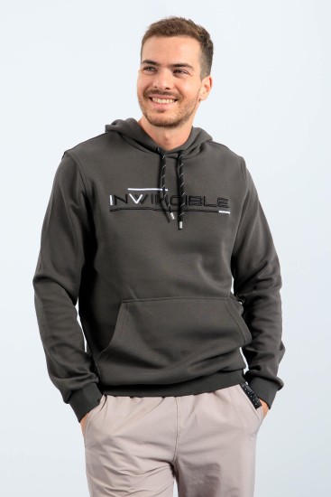 Haki Kanguru Cep Standart Kalıp Kapüşonlu Erkek Sweatshirt - 87883 