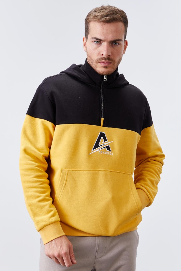 Tommy Life Hardal Nakış Detaylı Yarım Fermuar Kapüşonlu Erkek Sweatshirt - 88033. 1 Tommy Life Hardal Nakış Detaylı Yarım Fermuar Kapüşonlu Erkek Sweatshirt - 88033. 1