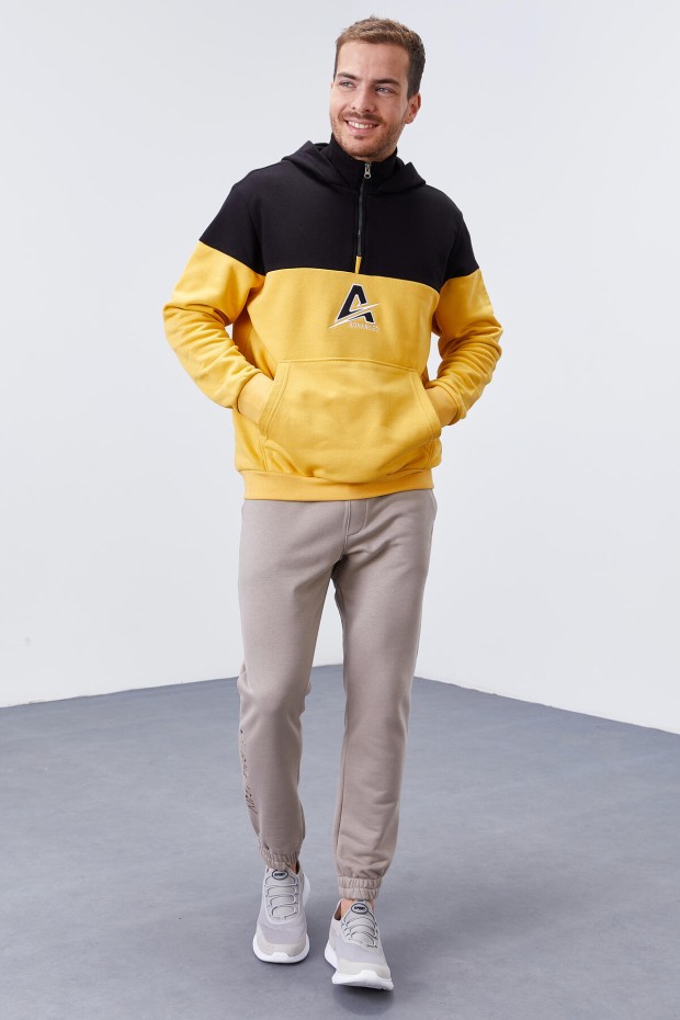 Tommy Life Hardal Nakış Detaylı Yarım Fermuar Kapüşonlu Erkek Sweatshirt - 88033. 8 Tommy Life Hardal Nakış Detaylı Yarım Fermuar Kapüşonlu Erkek Sweatshirt - 88033. 8