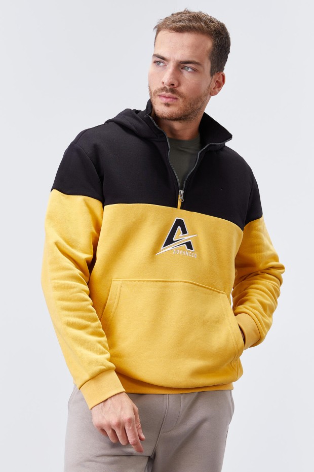 Tommy Life Hardal Nakış Detaylı Yarım Fermuar Kapüşonlu Erkek Sweatshirt - 88033. 7 Tommy Life Hardal Nakış Detaylı Yarım Fermuar Kapüşonlu Erkek Sweatshirt - 88033. 7