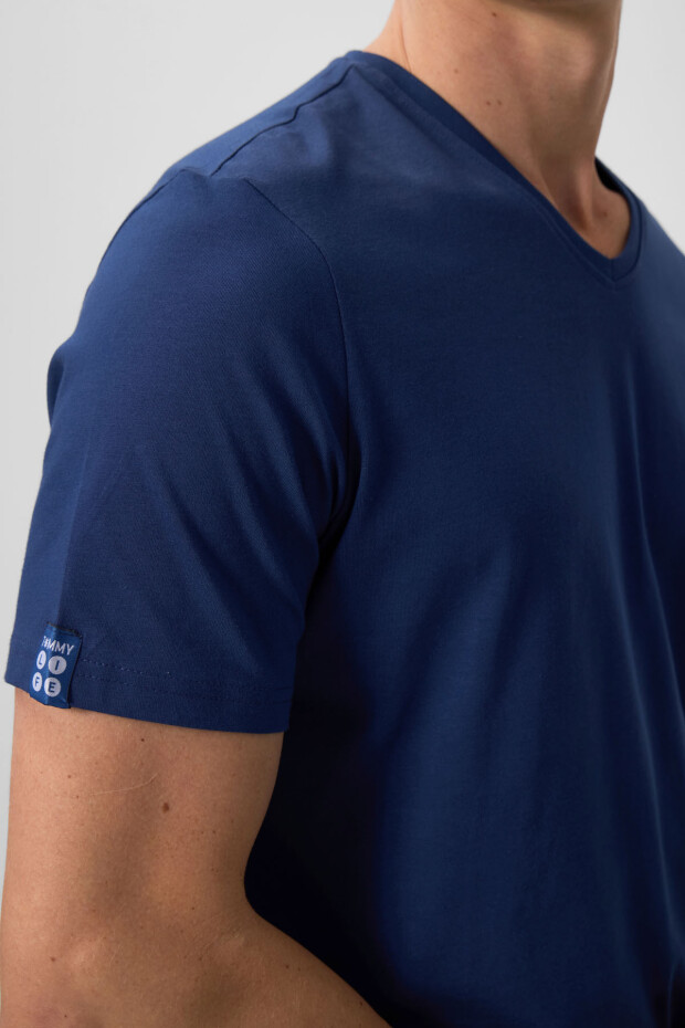 İndigo Basic Kısa Kol Standart Kalıp V Yaka Erkek T-Shirt - 87912 - 3