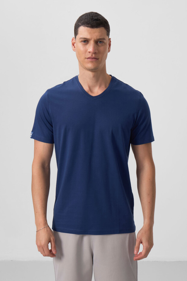 İndigo Basic Kısa Kol Standart Kalıp V Yaka Erkek T-Shirt - 87912 - 4
