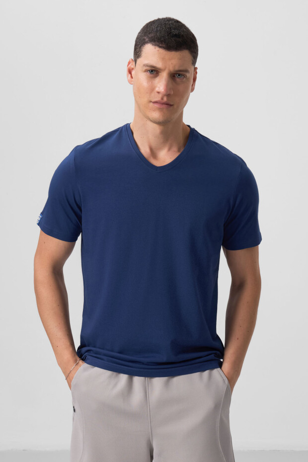 İndigo Basic Kısa Kol Standart Kalıp V Yaka Erkek T-Shirt - 87912 - 1