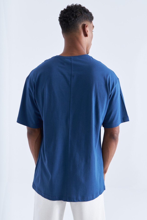 Tommy Life İndigo Baskı Detaylı O Yaka Erkek Oversize T-Shirt - 88093. 5 Tommy Life İndigo Baskı Detaylı O Yaka Erkek Oversize T-Shirt - 88093. 5