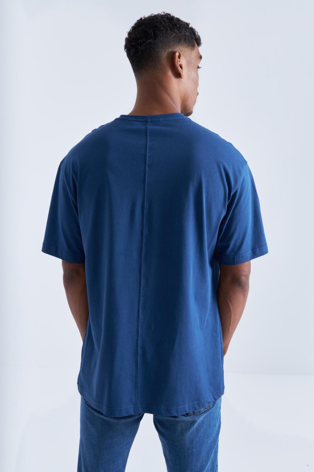 Tommy Life İndigo Baskı Detaylı O Yaka Erkek Oversize T-Shirt - 88094. 7 Tommy Life İndigo Baskı Detaylı O Yaka Erkek Oversize T-Shirt - 88094. 7