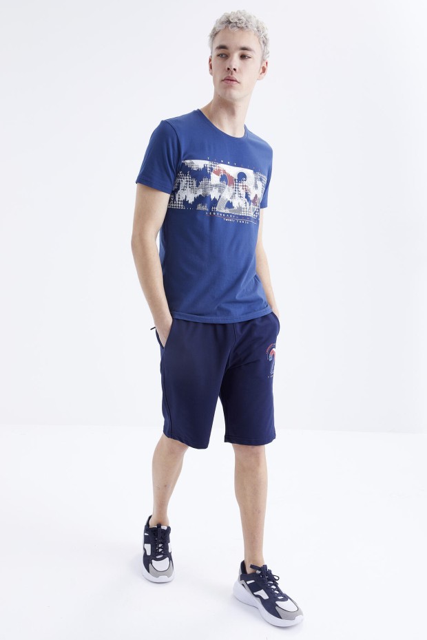 Tommy Life İndigo Baskı Detaylı O Yaka Standart Kalıp Bermuda Erkek Şort Takım - 85171. 3 Tommy Life İndigo Baskı Detaylı O Yaka Standart Kalıp Bermuda Erkek Şort Takım - 85171. 3