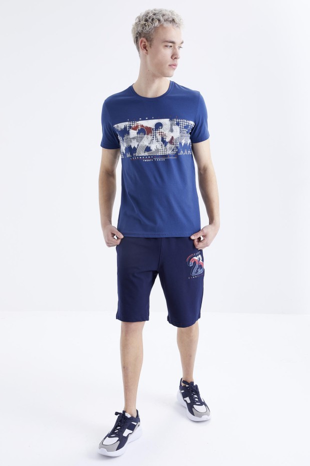 Tommy Life İndigo Baskı Detaylı O Yaka Standart Kalıp Bermuda Erkek Şort Takım - 85171. 6 Tommy Life İndigo Baskı Detaylı O Yaka Standart Kalıp Bermuda Erkek Şort Takım - 85171. 6