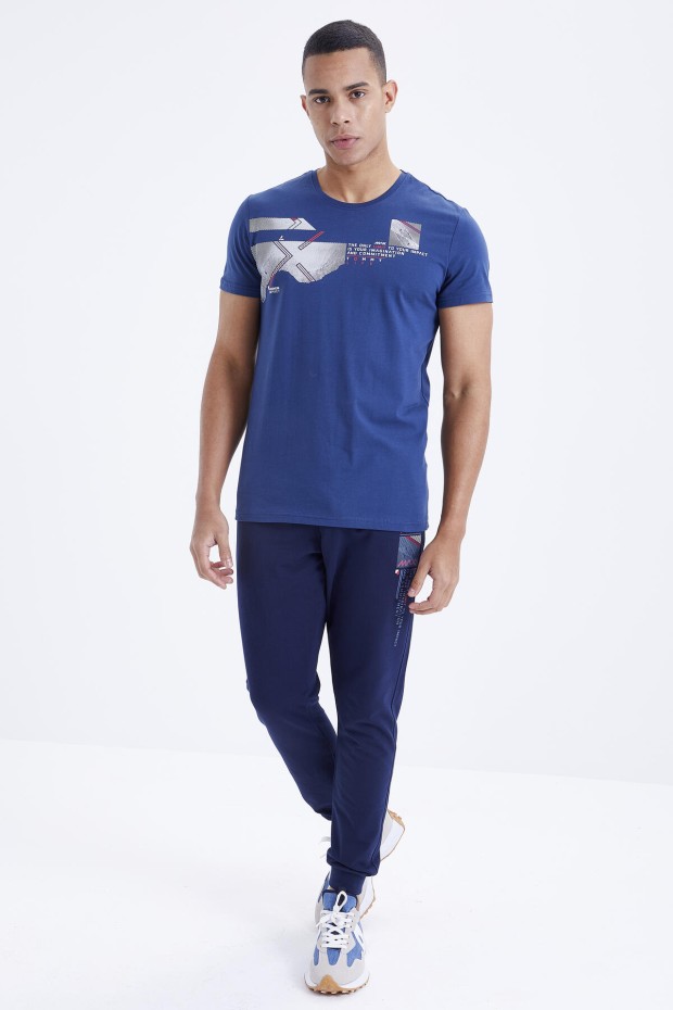Tommy Life İndigo Baskı Detaylı O Yaka Standart Kalıp Manşetli Erkek Eşofman Takım - 85174. 5 Tommy Life İndigo Baskı Detaylı O Yaka Standart Kalıp Manşetli Erkek Eşofman Takım - 85174. 5