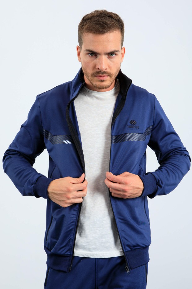 Tommy Life İndigo Dik Yaka Fermuarlı Standart Kalıp Erkek Eşofman Takımı - 85163. 1 Tommy Life İndigo Dik Yaka Fermuarlı Standart Kalıp Erkek Eşofman Takımı - 85163. 1
