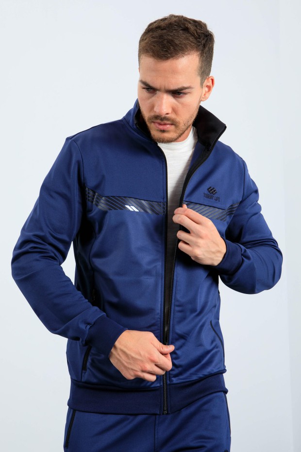 Tommy Life İndigo Dik Yaka Fermuarlı Standart Kalıp Erkek Eşofman Takımı - 85163. 5 Tommy Life İndigo Dik Yaka Fermuarlı Standart Kalıp Erkek Eşofman Takımı - 85163. 5