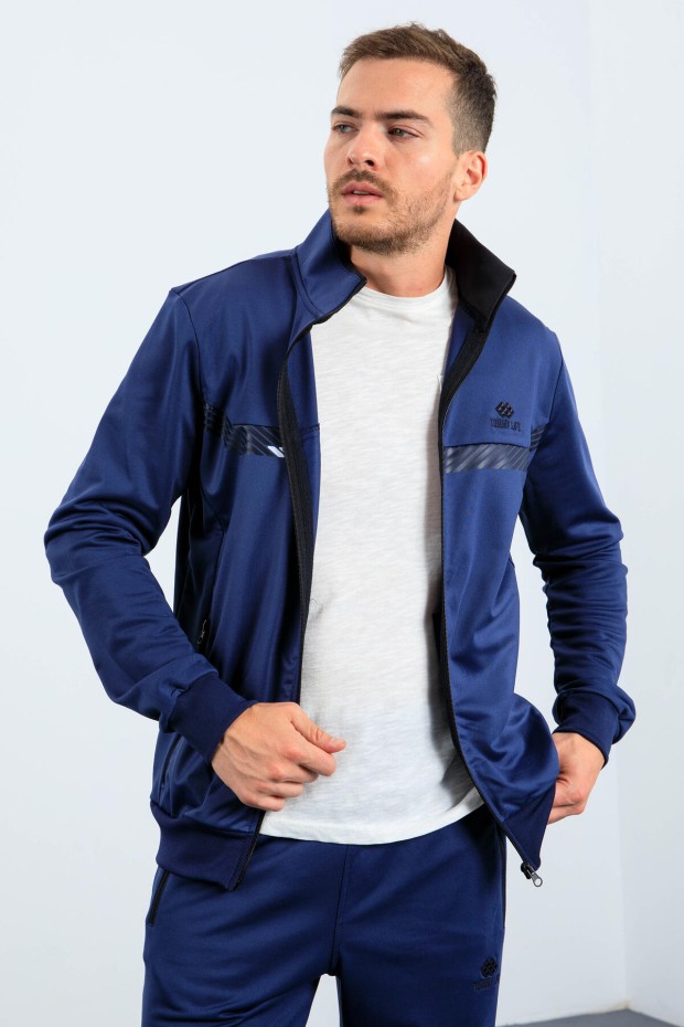 Tommy Life İndigo Dik Yaka Fermuarlı Standart Kalıp Erkek Eşofman Takımı - 85163. 4 Tommy Life İndigo Dik Yaka Fermuarlı Standart Kalıp Erkek Eşofman Takımı - 85163. 4