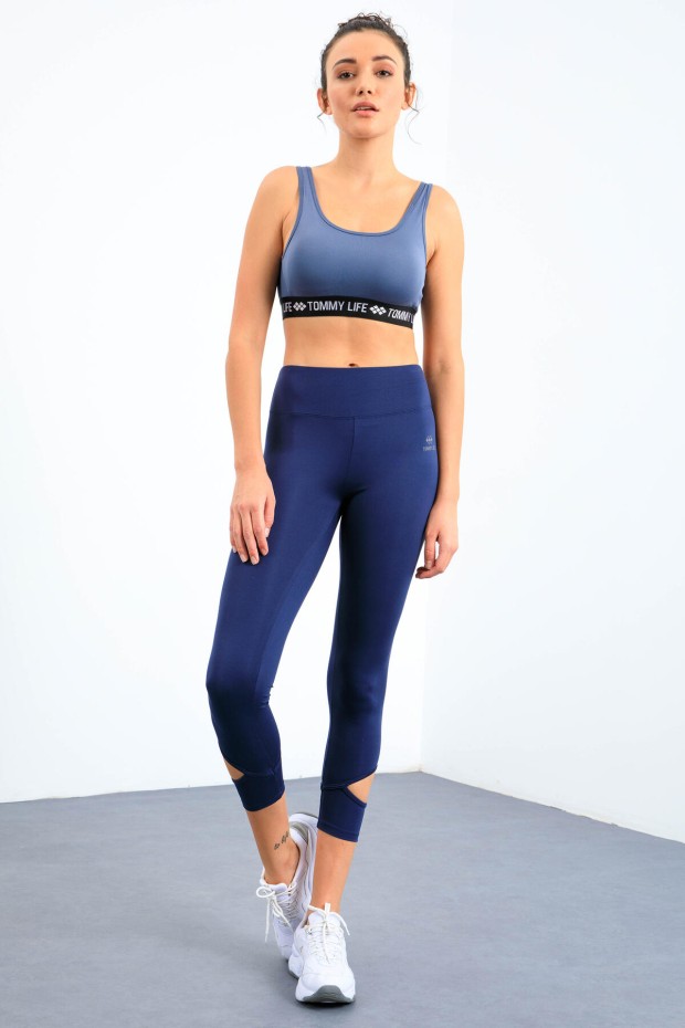 Tommy Life İndigo Bilekleri Pencereli Yüksel Bel Slim Fit Dar Paça Kadın Tayt - 94610. 6 Tommy Life İndigo Bilekleri Pencereli Yüksel Bel Slim Fit Dar Paça Kadın Tayt - 94610. 6