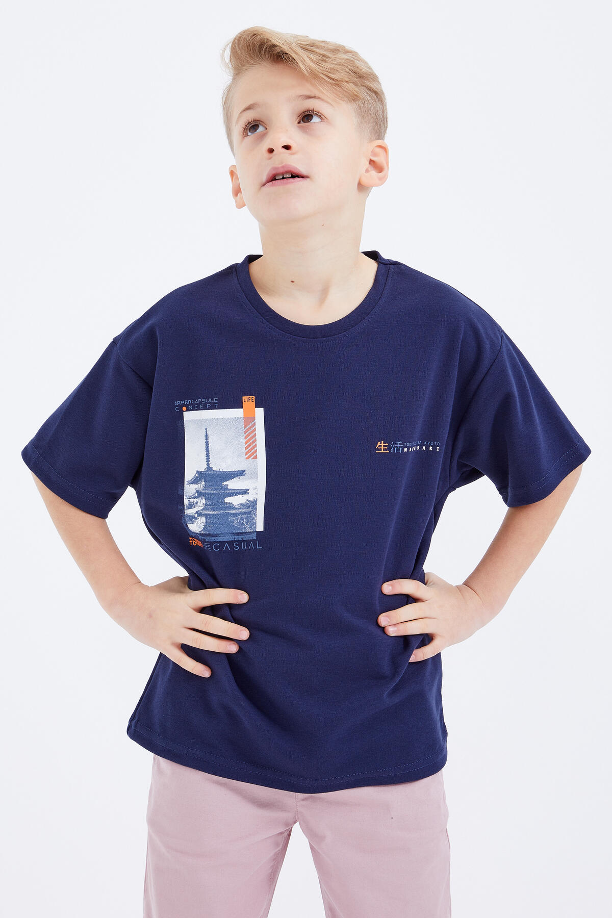 Tommy Life İndigo Oversize Baskılı Kısa Kollu O Yaka Erkek Çocuk T-Shirt - 10925. 3