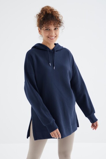 İndigo Reglan Kol Basic Kapüşonlu Oversize Sweatshirt Tunik - 97242 
