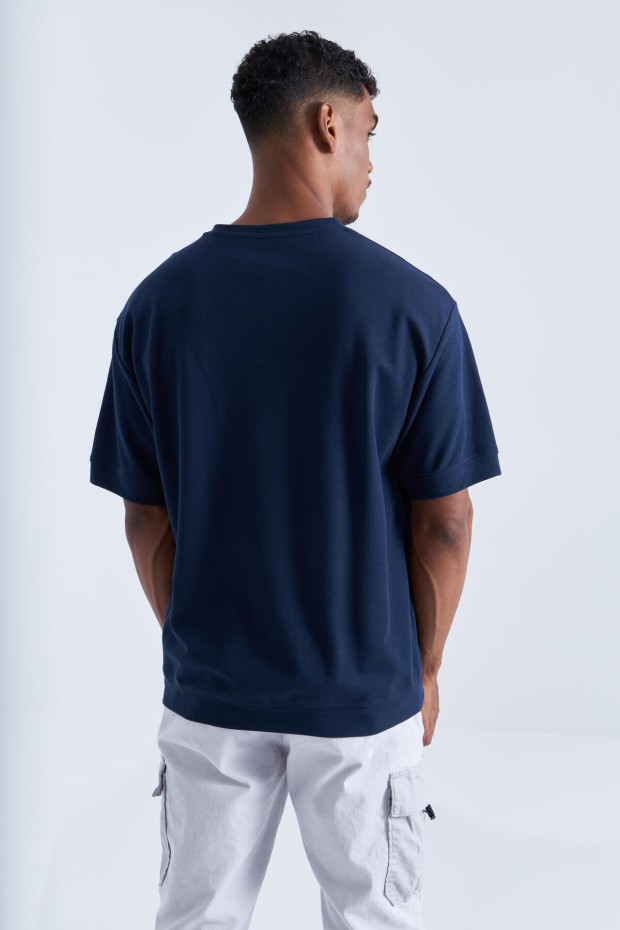 Tommy Life İndigo Yazı Nakışlı O Yaka Erkek Oversize T-Shirt - 88102. 5 Tommy Life İndigo Yazı Nakışlı O Yaka Erkek Oversize T-Shirt - 88102. 5