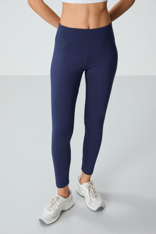 İndigo Yüksek Bel Termal Slim Fit Dar Paça Kadın Tayt - 94577 - 3