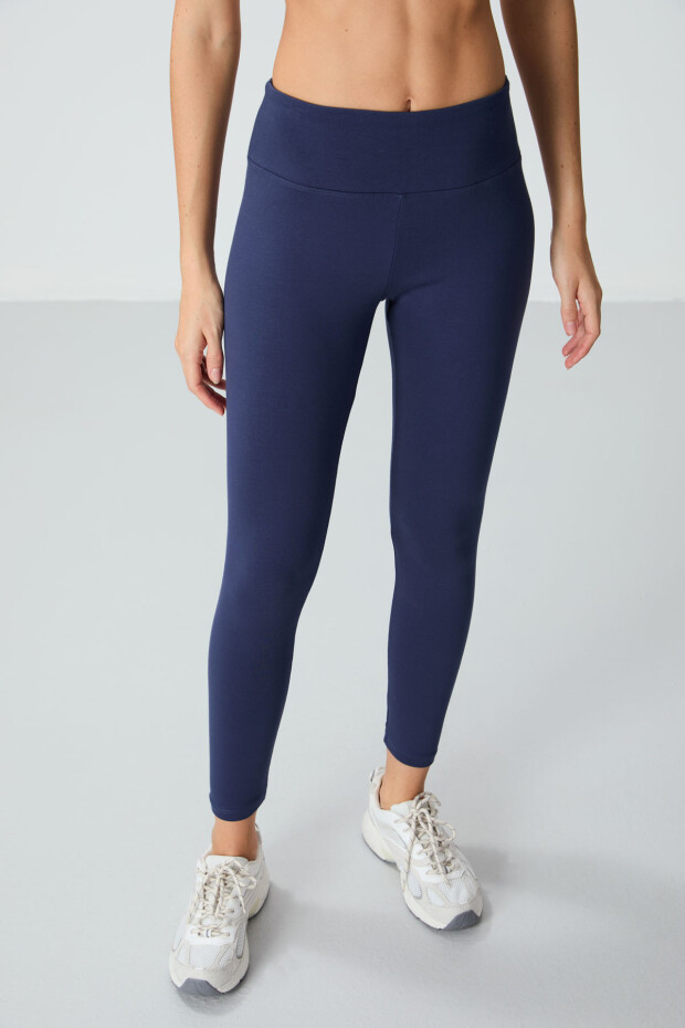 İndigo Yüksek Bel Termal Slim Fit Dar Paça Kadın Tayt - 94577 - 4