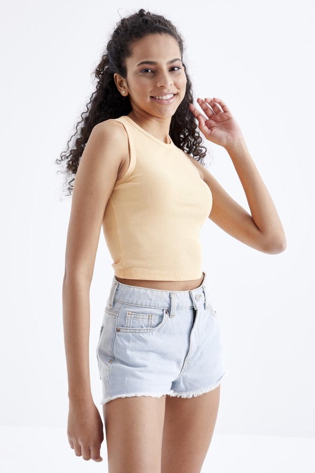 Tommy Life Kavun İçi Basic Kolsuz O Yaka Kadın Crop Top Atlet - 97204. 1 Tommy Life Kavun İçi Basic Kolsuz O Yaka Kadın Crop Top Atlet - 97204. 1