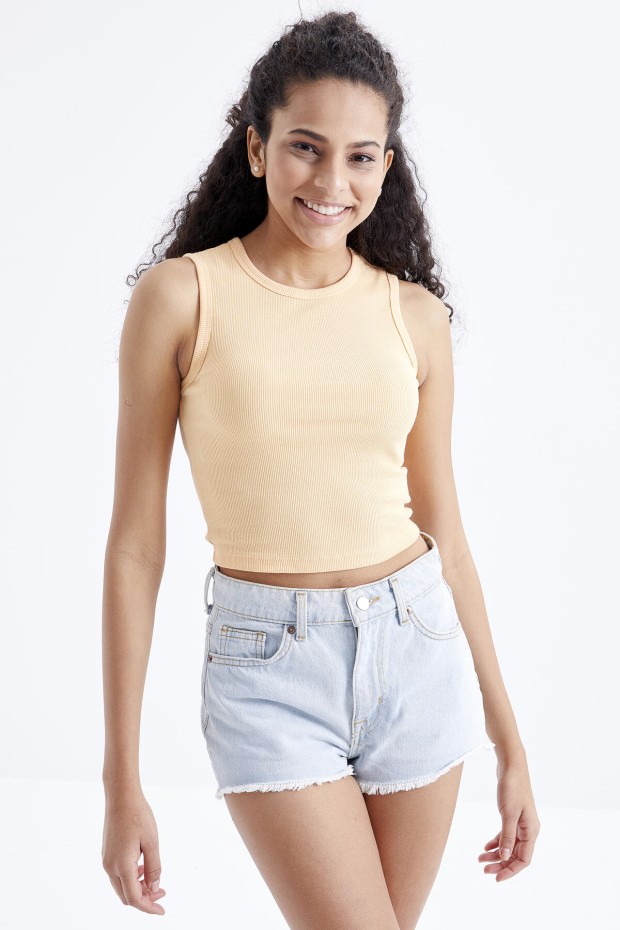 Tommy Life Kavun İçi Basic Kolsuz O Yaka Kadın Crop Top Atlet - 97204. 3 Tommy Life Kavun İçi Basic Kolsuz O Yaka Kadın Crop Top Atlet - 97204. 3