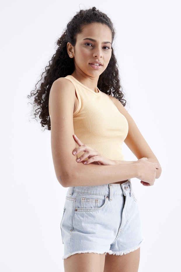 Tommy Life Kavun İçi Basic Kolsuz O Yaka Kadın Crop Top Atlet - 97204. 5 Tommy Life Kavun İçi Basic Kolsuz O Yaka Kadın Crop Top Atlet - 97204. 5