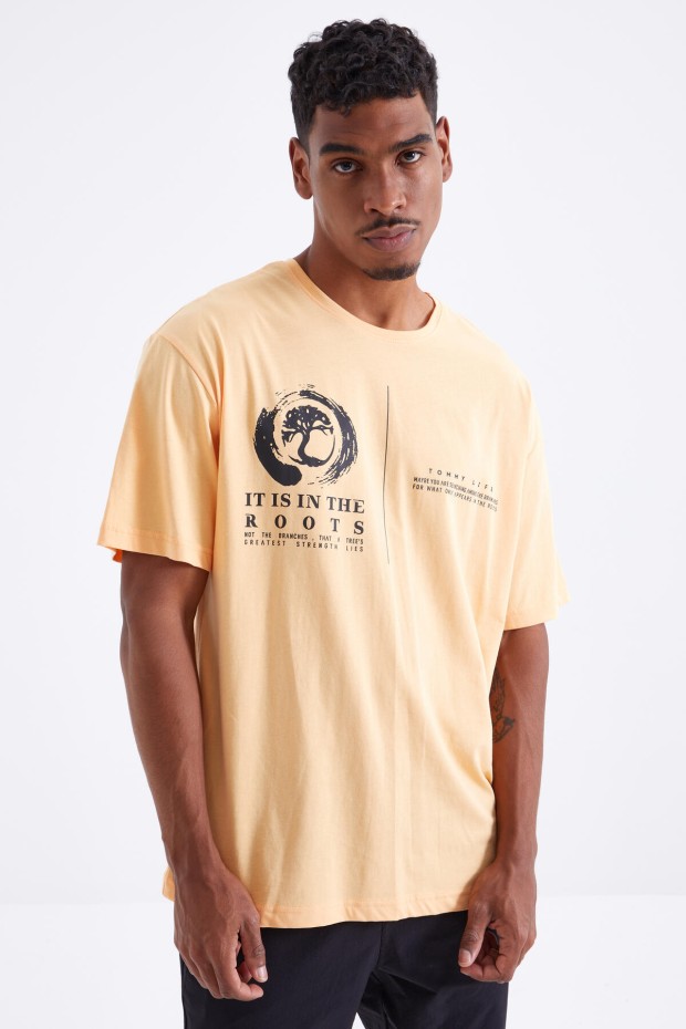Tommy Life Kavun İçi Minimal Baskılı O Yaka Erkek Oversize T-Shirt - 88096. 6