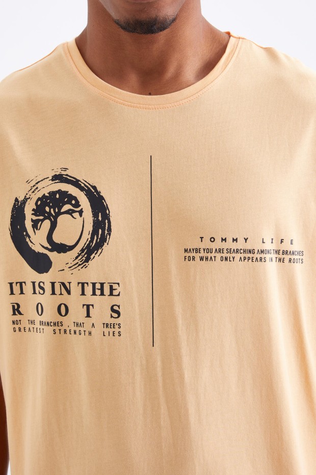Tommy Life Kavun İçi Minimal Baskılı O Yaka Erkek Oversize T-Shirt - 88096. 8