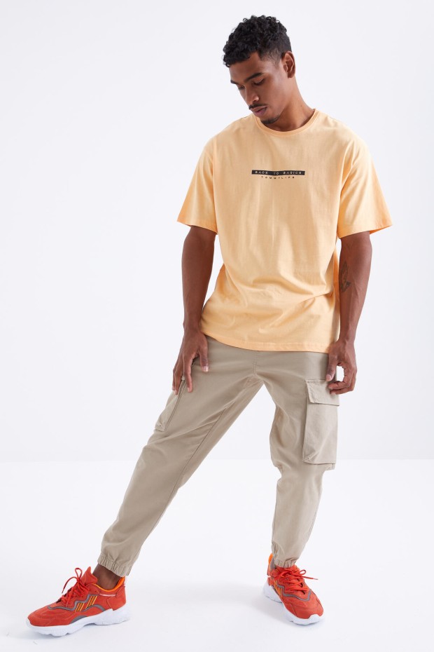 Tommy Life Kavun İçi Sırtı Yazı Baskılı O Yaka Erkek Oversize T-Shirt - 88100. 6 Tommy Life Kavun İçi Sırtı Yazı Baskılı O Yaka Erkek Oversize T-Shirt - 88100. 6