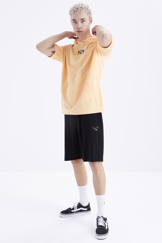 Tommy Life Kavuniçi - Siyah Nakışlı Kapüşonlu Kanguru Cep Oversize Erkek Şort Takım - 85166. 3 Tommy Life Kavuniçi - Siyah Nakışlı Kapüşonlu Kanguru Cep Oversize Erkek Şort Takım - 85166. 3