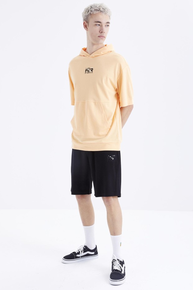 Tommy Life Kavuniçi - Siyah Nakışlı Kapüşonlu Kanguru Cep Oversize Erkek Şort Takım - 85166. 1 Tommy Life Kavuniçi - Siyah Nakışlı Kapüşonlu Kanguru Cep Oversize Erkek Şort Takım - 85166. 1
