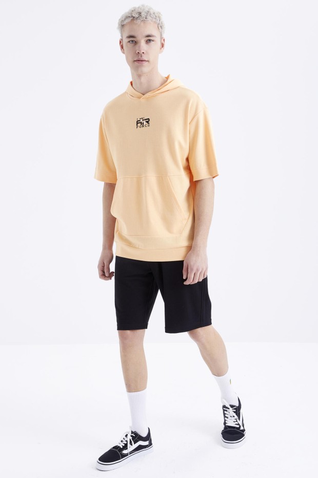 Tommy Life Kavuniçi - Siyah Nakışlı Kapüşonlu Kanguru Cep Oversize Erkek Şort Takım - 85166. 6 Tommy Life Kavuniçi - Siyah Nakışlı Kapüşonlu Kanguru Cep Oversize Erkek Şort Takım - 85166. 6