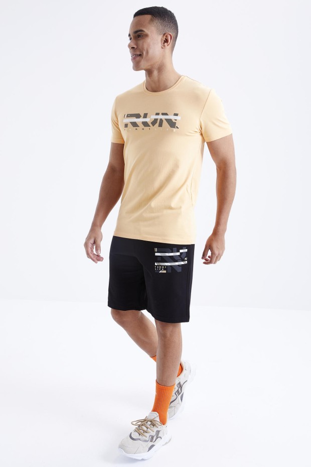 Tommy Life Kavuniçi - Siyah Yazı Baskılı O Yaka Bermuda Erkek Şort Takım - 85167. 3 Tommy Life Kavuniçi - Siyah Yazı Baskılı O Yaka Bermuda Erkek Şort Takım - 85167. 3