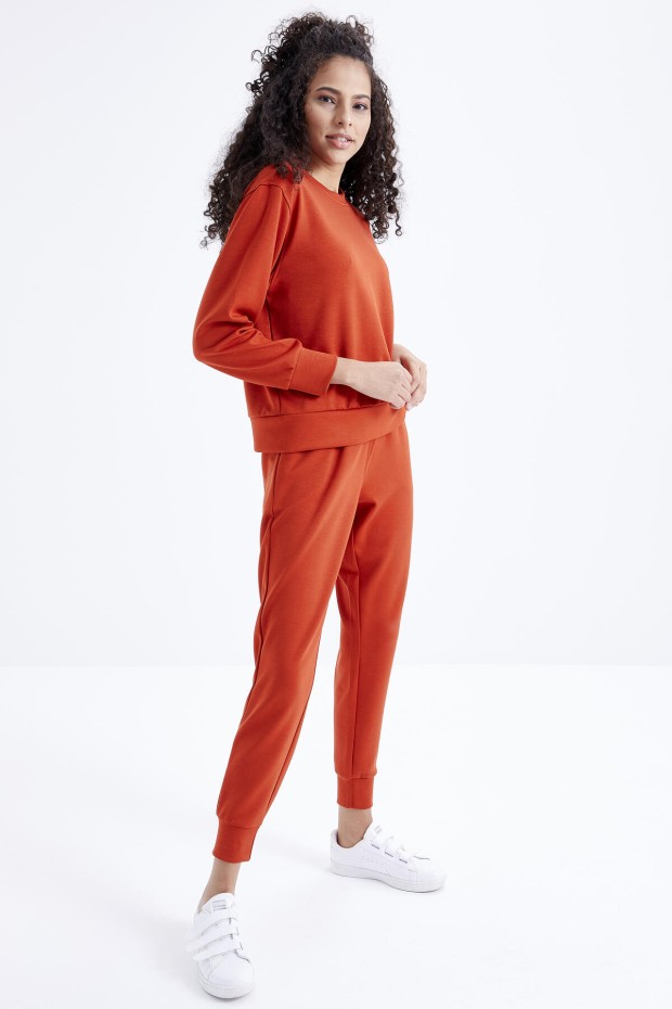 Tommy Life Kiremit Oversize Basic O Yaka Kadın Eşofman Takımı - 95308. 3 Tommy Life Kiremit Oversize Basic O Yaka Kadın Eşofman Takımı - 95308. 3