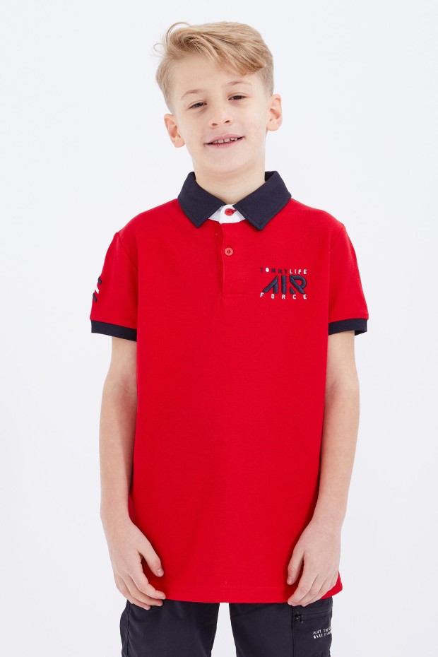 Tommy Life Kırmızı Air Yazılı Standart Kalıp Polo Yaka Erkek Çocuk T-Shirt - 10894. 3