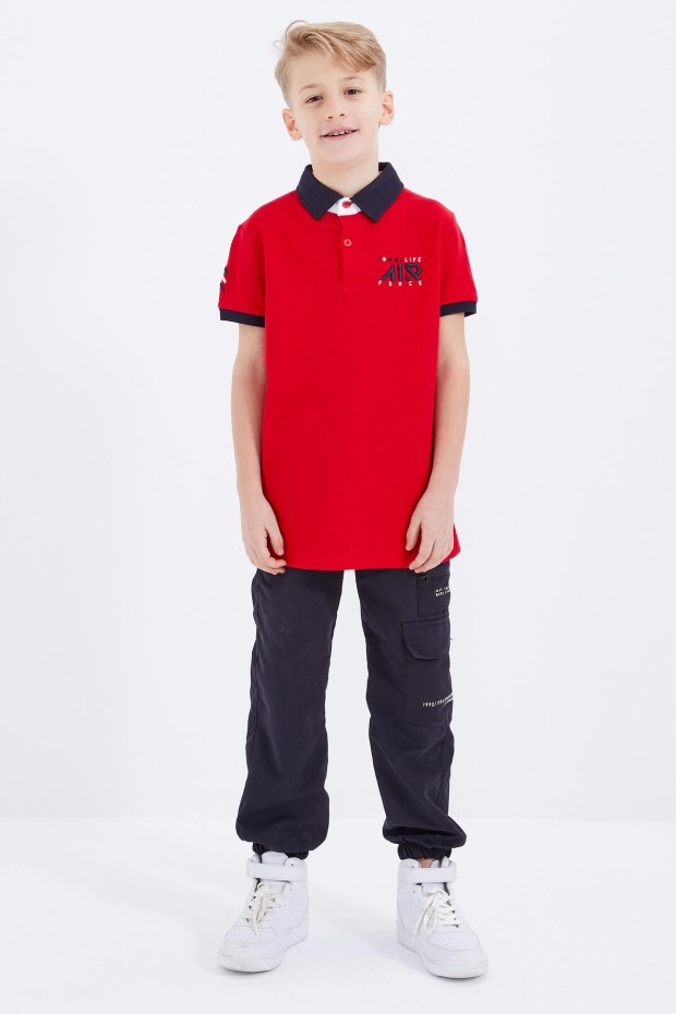 Tommy Life Kırmızı Air Yazılı Standart Kalıp Polo Yaka Erkek Çocuk T-Shirt - 10894. 2