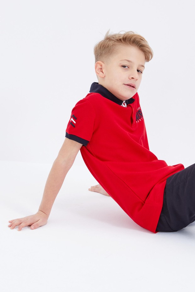 Tommy Life Kırmızı Air Yazılı Standart Kalıp Polo Yaka Erkek Çocuk T-Shirt - 10894. 7