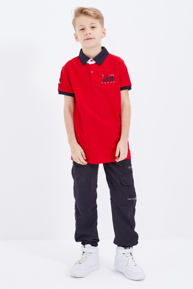 Tommy Life Kırmızı Air Yazılı Standart Kalıp Polo Yaka Erkek Çocuk T-Shirt - 10894. 6