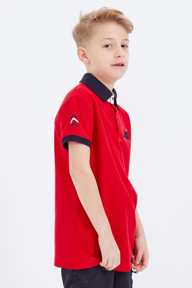 Tommy Life Kırmızı Air Yazılı Standart Kalıp Polo Yaka Erkek Çocuk T-Shirt - 10894. 5