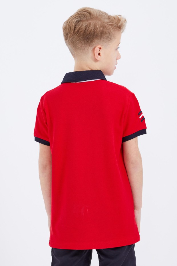 Tommy Life Kırmızı Air Yazılı Standart Kalıp Polo Yaka Erkek Çocuk T-Shirt - 10894. 4