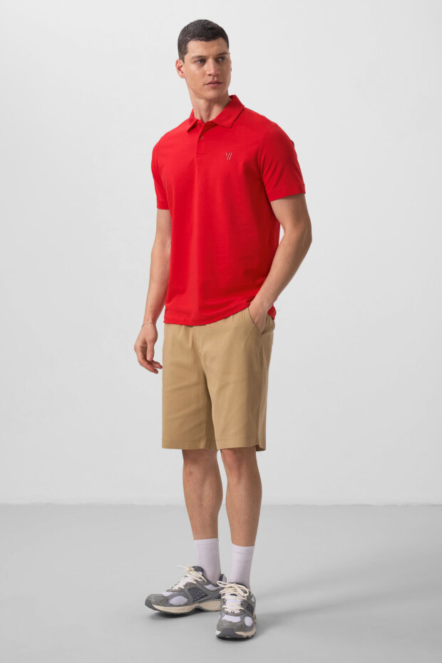 Kırmızı Standart Kalıp Basic Polo Yaka Erkek T-Shirt - 87768 - 2
