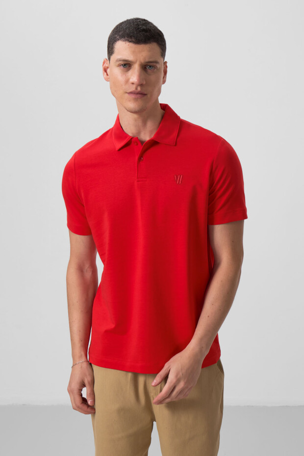 Kırmızı Standart Kalıp Basic Polo Yaka Erkek T-Shirt - 87768 - 4