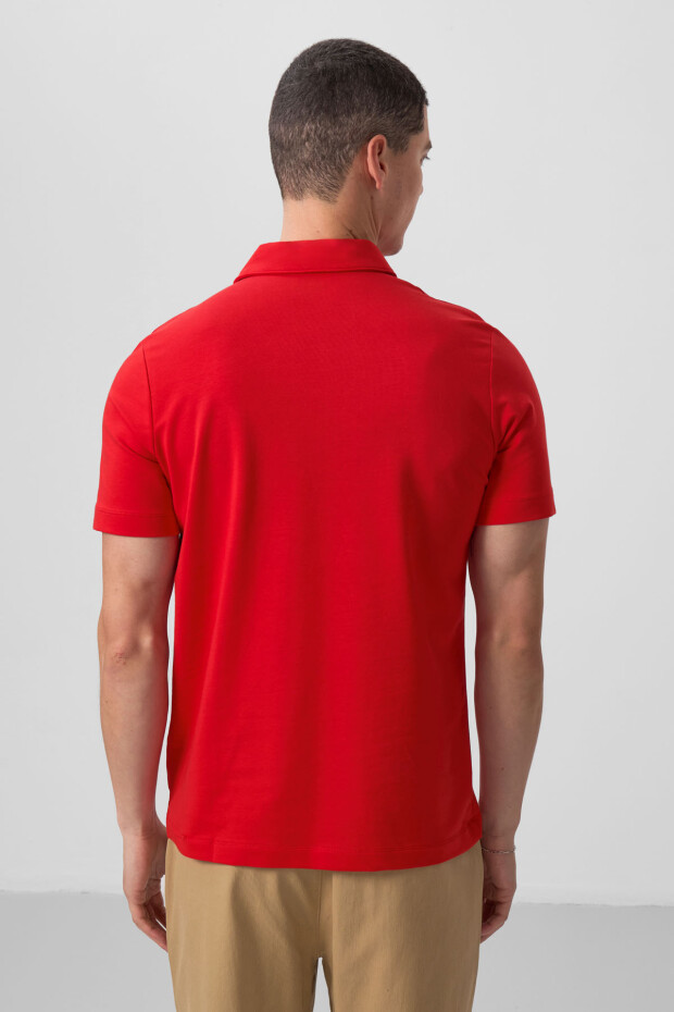 Kırmızı Standart Kalıp Basic Polo Yaka Erkek T-Shirt - 87768 - 5