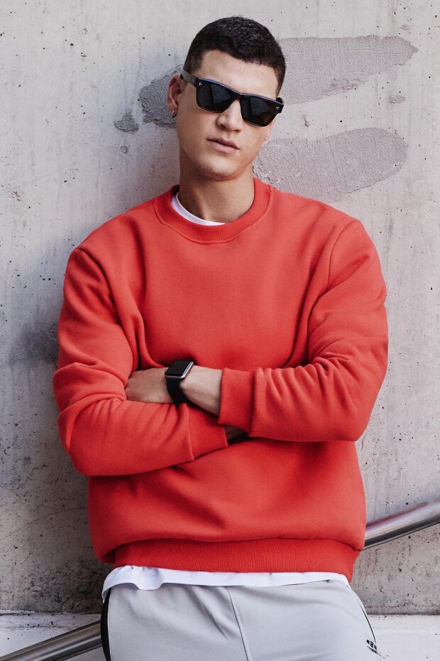 Kırmızı Basic O Yaka Rahat Form Erkek Sweatshirt - 88053 - 2