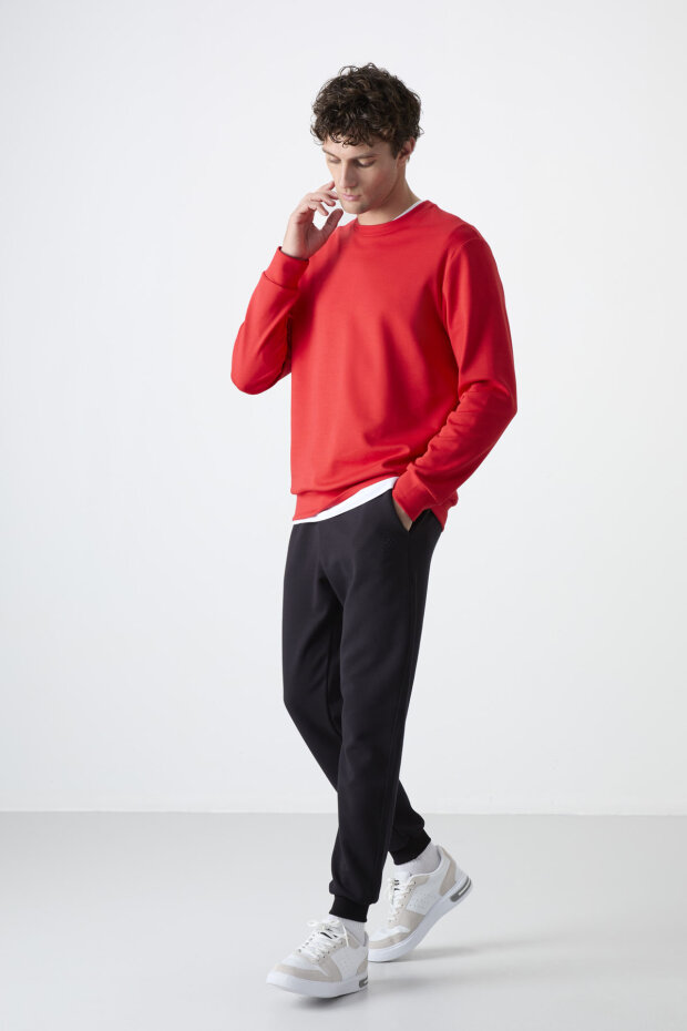 Kırmızı Basic O Yaka Rahat Form Erkek Sweatshirt - 88053 - 3