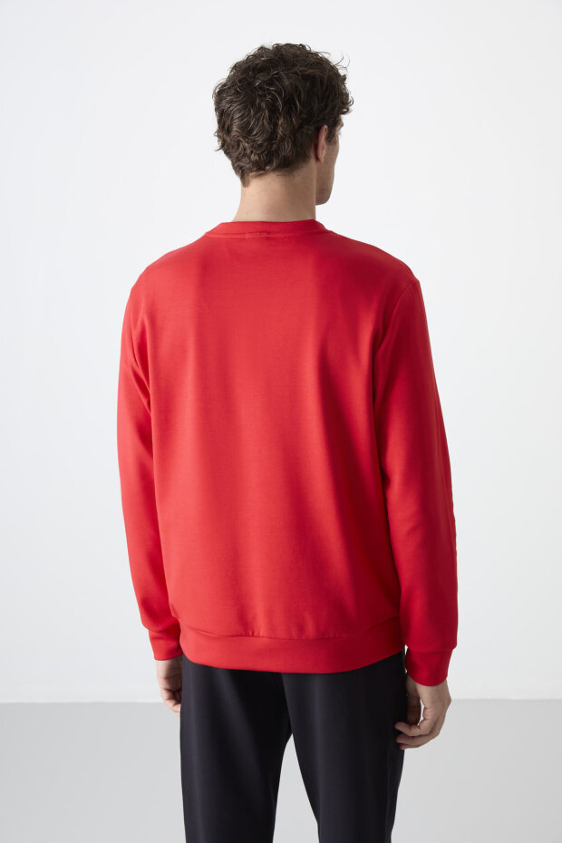 Kırmızı Basic O Yaka Rahat Form Erkek Sweatshirt - 88053 - 7